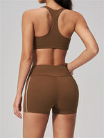 Quick Drying Shaved Tight Yoga Suit for Women Color Contrast Slim Sports Bra High Waist Shorts Running Fitness Suits Tracksuit