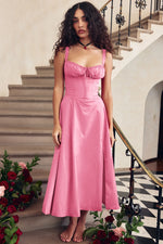 Sexy Low Cut Spaghetti Strap Maxi Dresses For Women Color Flower Printed Chest Wrap Bowknot Leace-up Long Dress Elegant Vestidos