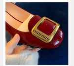 Women Pumps Fashion Square Heel Sexy High Heels Wedding Shoes Ladies Round Toe Metal Buckle Party Chunky Shoes Zapatillas Mujer