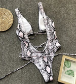 Leopard Deep V Neck Wrap Around High Cut Women Swimwear One Piece Swimsuit Female Monikini Tummy Cut Out Bathing Suit Swim Lady