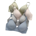 Plunge Non-wire Triangle Cup Bra Women's Invisibale Underwear Letter Straps Ribbed Bralette Sexy Lingerie Sleep Intimates S-XL