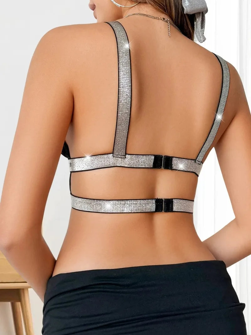 1pcs 3/4 Cup Wire-Free Women's Sexy Lace Bra Padless Ribbed Sexy Lingerie Charming Fashion Backless Brassiere Female Underwear