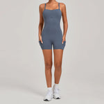 Womens Two Way Wear Bodysuit Sleeveless Yoga Stretch One Piece Romper Sexy Fitness Side Pockets Sportwears Bodysuit