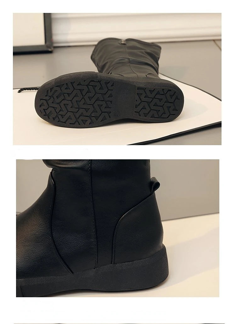 Women Thigh High Boots Women Modern Boots Zippers Outdoor Female Casual Platform Shoes Ladies Leather Long Boots Botines Mujer
