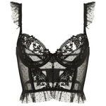 Summer French Lace Bralette Beach Set Sheer Ultra Thin Embroidered Waistcoat Thong See Through Light Support AU S-XL MOYISU BC