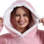 Winter Extra Long Wearable Hoodies Blanket Adult Warm Pullover Sweatshirt Oversized Fleece Hooded Blanket with SleevesRobe