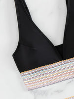 2025 New Bikini European and American Ribbon Deep V Bareback Sexy Bikini Split Swimsuit Swimsuit
