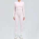 Padded Women Long Sleeve Sport Yoga Jumpsuit Workout Clothes for Women Sportwear Backless Zipper Fitness Gym Outfit