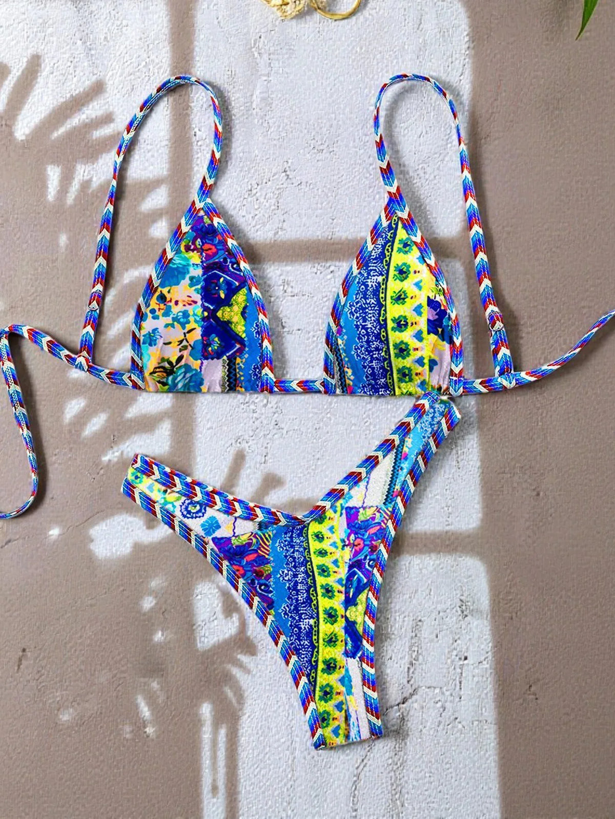 New Bikini Woman Sets Triangle Top Tie Side Bottom Bikinis Crochet Set Swimwear Multicolor Two Piece Swimsuit Women's Beach Wear