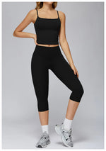 2 Pieces Yoga Set Women Sports Shirts Workout Top Fitness Suits Outdoor Gym Running Mid-length Pants Workout Clothes Tracksuits