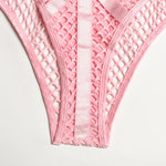 Toucheart Erotic Halter Bodysuit Large Mesh Splicing Andheavy Craftsmanship Women Hollow Seductive Intimate Hot Private Bodysuit