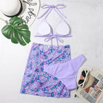 3 Pieces Bikini Set With SkirtTie Dye String Thong Bathing Suit Women Swimsuit FemaleSwimwear Beach Wear Swim Lady Summer