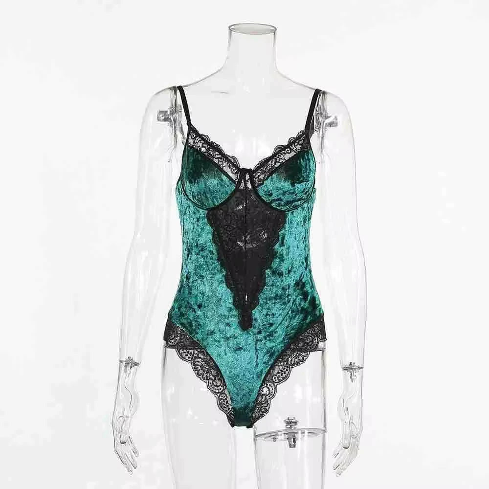 Sexy Lace Corset Bodysuit for Women with Rhinestone Trim – Underwired Shapewear, Available in Burgundy & Teal, Perfect for Night