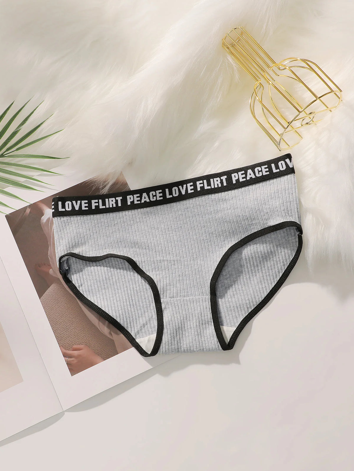 Women's High Waist PantiesLetter Elastic Waistband Soft Ribbed Fabric Comfortable Briefs for Daily Wear women bra K2809
