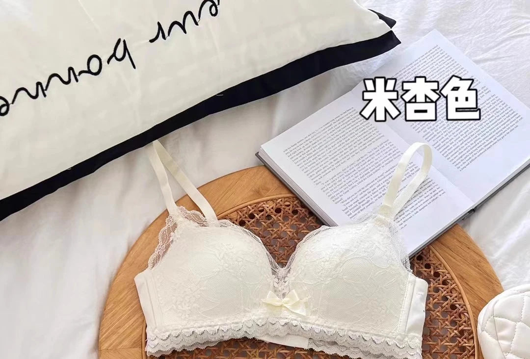 Anime Bralette Set Japanese Lace Bra Wireless Small Bust Women Sexy Triangle Cup Seamless Comfort Spring Summer MOYISU Sexy Bras