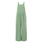 Women Fashion Jumpsuits Sleeveless Buttons Suspender Wide Leg Pant Overalls with Pockets Casual Loose Romper Streetwear