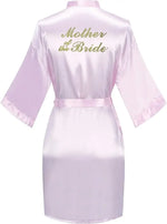 Rose Gold Satin Team Bride Bridesmaid Robe Wedding Bathrobe Gown Women Dressing Sleepwear Mother Maid of Honor Kimono