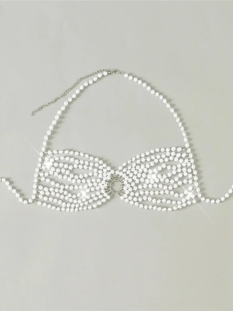 Luxury Pearls Chain Fringe Tassel Bikini Bottom Swim Brief Women Swimwear Female Bather Brazilian Tanga Panties Underwear