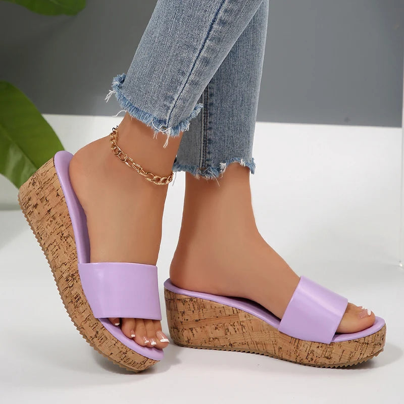 Fashion White Wedges Sandals Women Plus Size 43 Chunky Platform Slippers Woman Lightweight Peep Toe High Heel Sandals Female