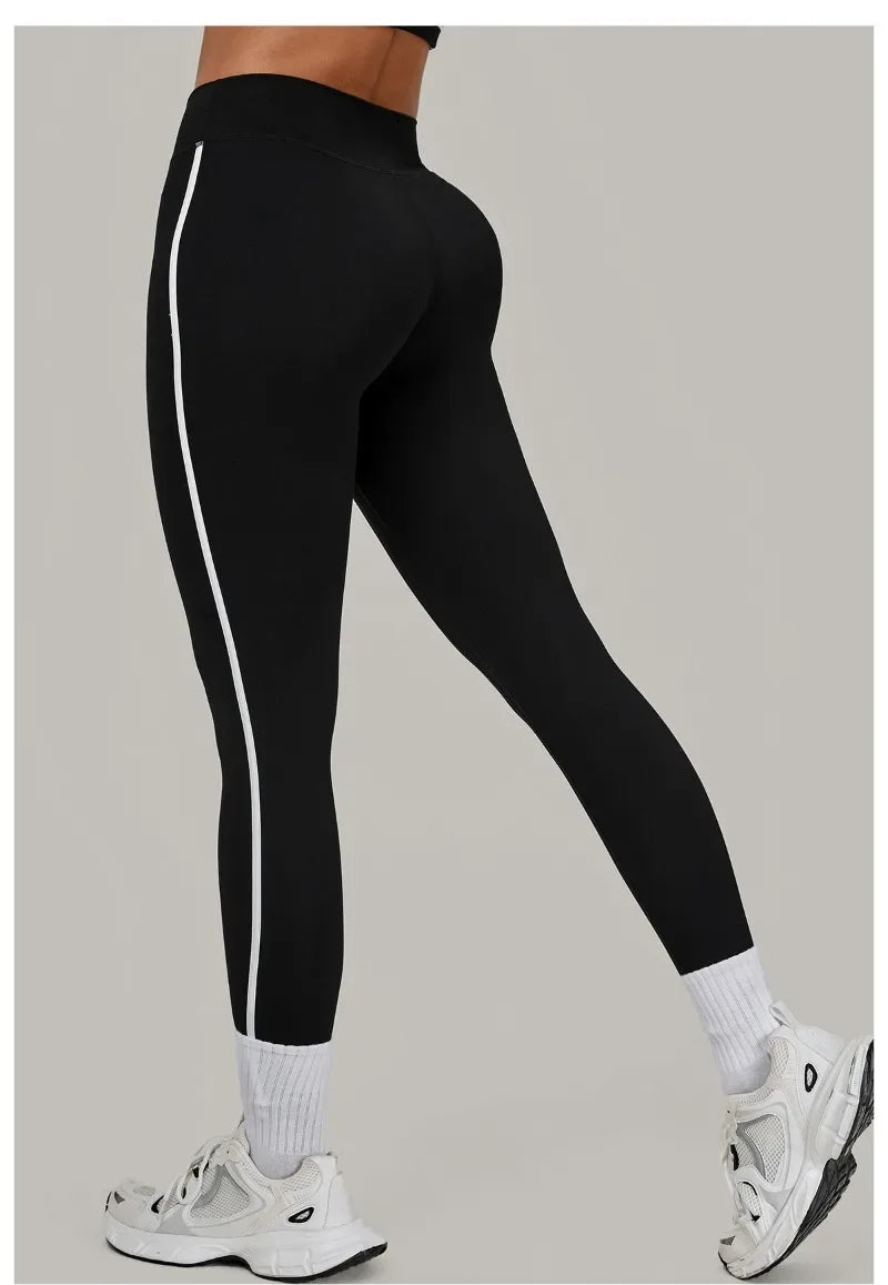 Women High Waist Yoga Pants Leggings - Seamless Color Block Fast-Dry Breathable Gym Running Fitness Tights Butt Lifting Effect