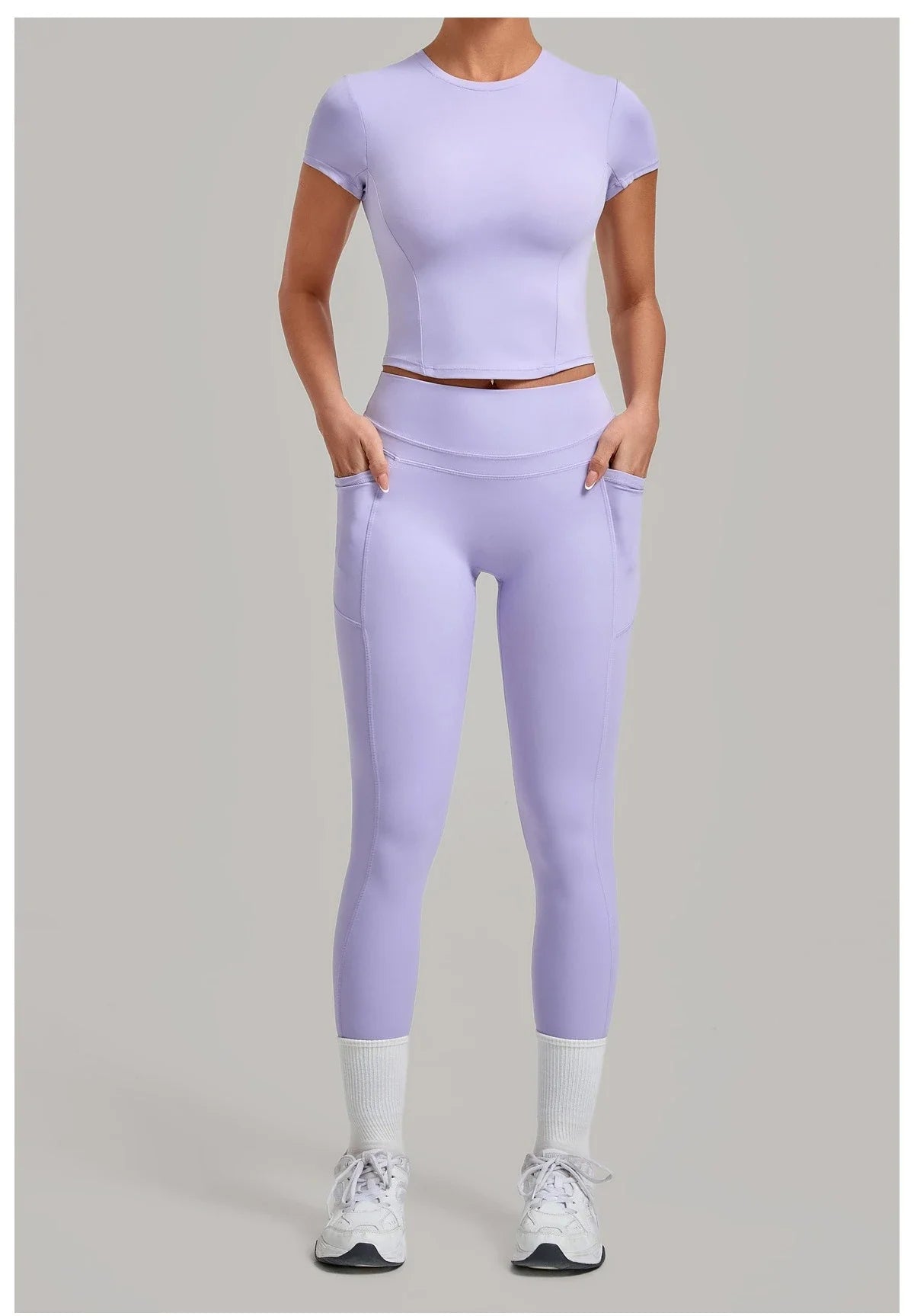 Women's Seamless Yoga Sets Sports Fitness Hip-lifting High Waist Pants Slim Fit Short-sleeve Suits Workout Running Training Sets