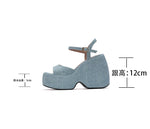 2025 New Summer Women High Heel Shoes Platform Square High Heel Ladies Sandals PU Leather Open Toe Buckle Dress Women Shoes