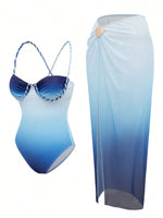 S - XL New With Skirt Underwired Cross Back Women Swimwear One Piece Swimsuit Female High Leg Cut Bather Bathing Suit Swim V7859