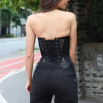 Spicy Girl Sexy Tight Corset Sexy Lace Hollow Out Sleeveless Strapless Tube Top 2025 Summer Fashion Women Street Trendy Tanks