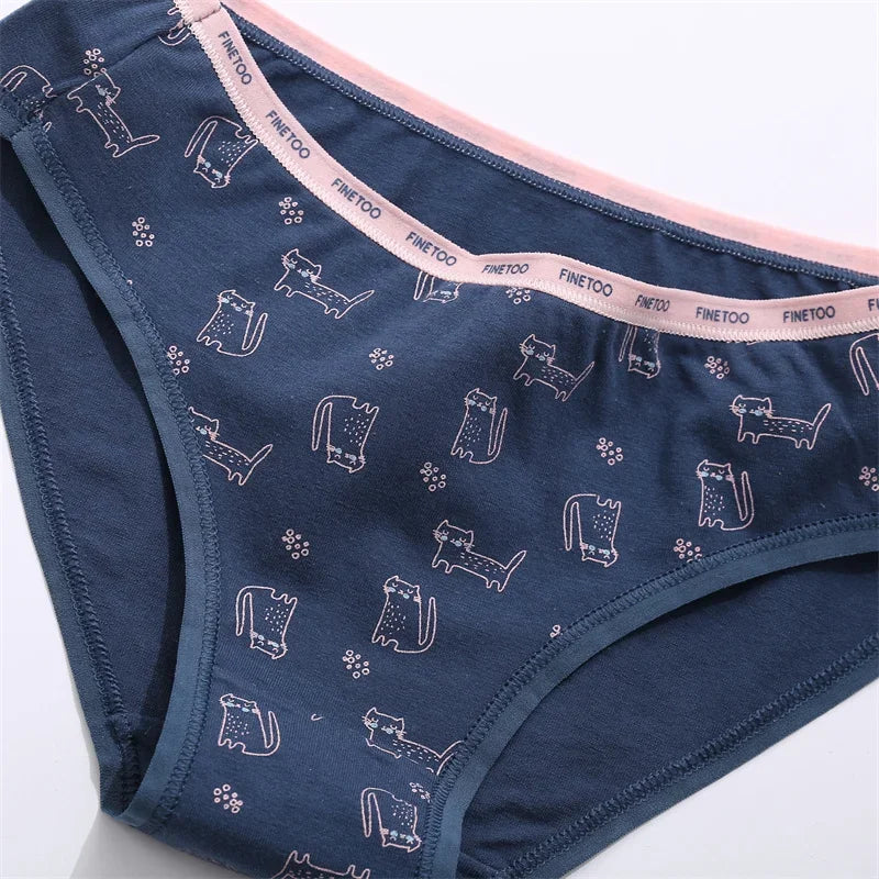 3Pcs/set Women Printing Floral Panties Low-Rise Cotton Briefs Female Comfortable Underwear Female Soft Panties Lingerie M-2XL