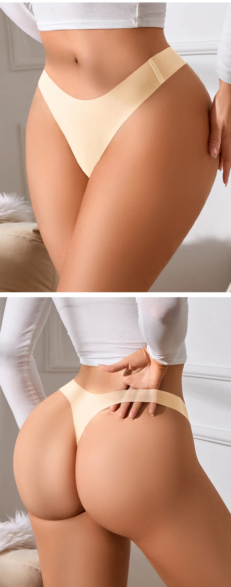 Girls Briefs Seamless Women Panties Sexy G String Ice Silk Underwear T Back Sports Yoga Thong Traceless Plus Size S-XL