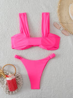 Strappy Bandeau Thong Bikinis 2026 Women Sexy Swimsuit Solid Brazilian Swimwear Female Bathers Bathing Swimming Swim Suit
