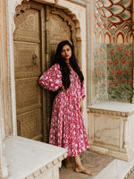 Foridol Lantern Half Sleeve Cyan Bohemian Beach Midi Loose Dress Summer for Women Tie Up Casual Floral Holiday Midi Vestidos