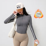 Women's Slim Fit Color Block Workout Jacket Full Zip Activewear Fitness Yoga Apparel