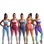 Seamless Tight Yoga Sets Sports Fitness Gradient Single Shoulder Bra High Waist Hip Lifting Pants Suits Wokout Gym Running Sets