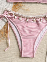 XS - XL Wrinkled Shells Bandeau Bikini Women Swimwear Female Swimsuit Two-pieces Bikini Set Bather Bathing Suit Swim Beachwear