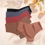 20PCS Women's Seamless Maillard Underwear Sexy V-Shaped Mid Waist Ice Silk Brief 10 Soild Color Cozy Stretch Sexy Underpant S-XL