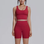 Women's Yoga Set Sports Running Fitness Beautiful Back Vest Hip Lifting Slim-Fit High Waist Shorts Training Gym Workout Suits