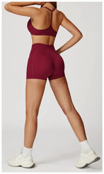 Women's Yoga 2-Piece Hip Lifting Tight Fitting Naked and Beautiful Back Set Outdoor Sports and Leisure Running Fitness Suit