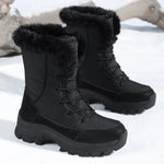 Winter Snow BootsWomen Waterproof Non-Slip Warm Northeast-Style Large Cotton Shoes, Ski , Fleece-Lined,High-Top Cotton Boots