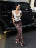 Sexy Leopard Print Half Length Skirt For Women's Summer New High Waist Slim Fashion Long Skirts Sweet Korean Women 2026 New 7KN