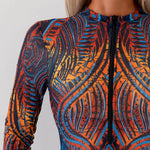 2026 Swimwear Women Long Sleeved Sun Protection One Piece Swimsuit Zip Up Print Sports Bathers Swimming Bodysuit Beach купальник
