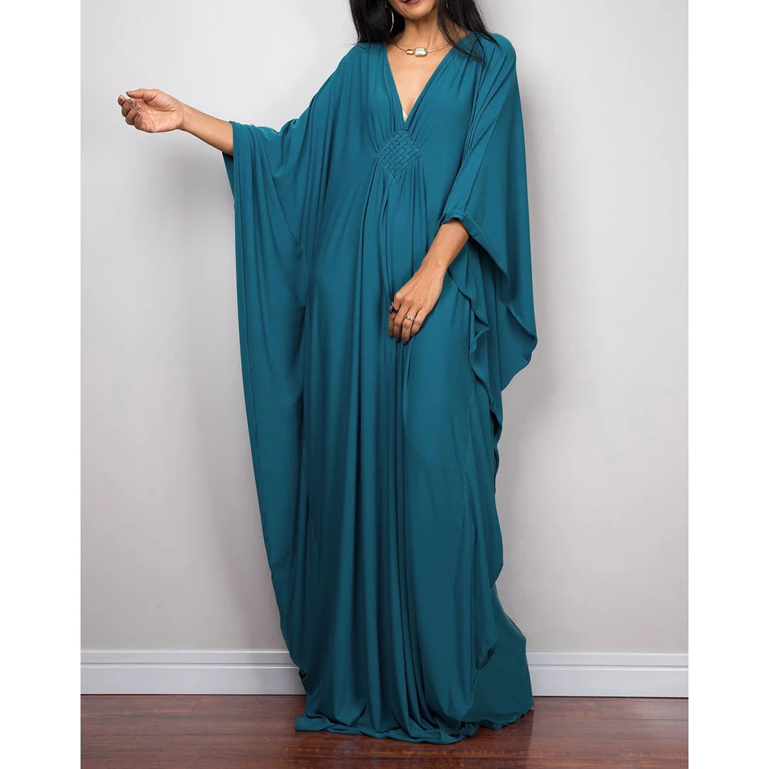 Greek Goddess Long Dress Batwing Sleeve Tunic Beach Cover Up Cover-ups Beach Dress Beach Wear Beachwear Kaftan Maxi Dress V4427