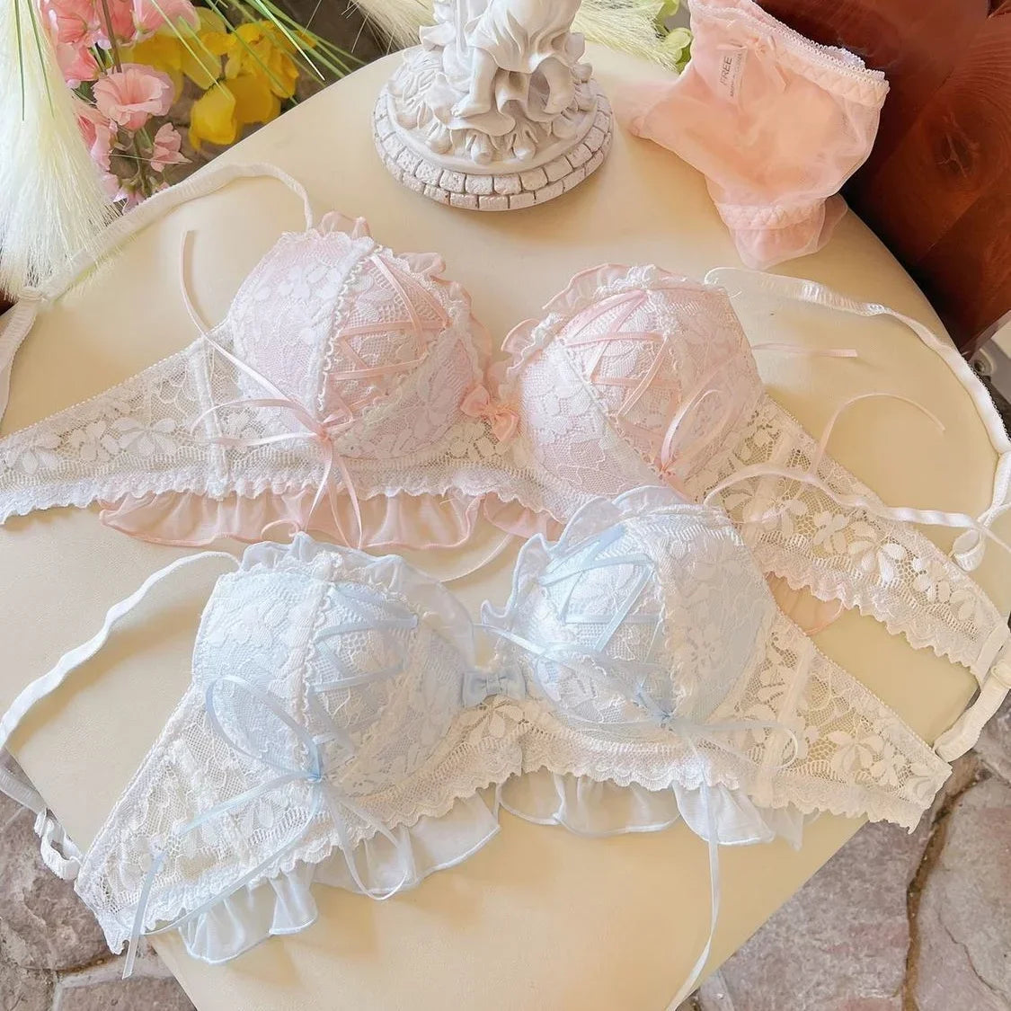 Japanese Style Lolita Princess Wind Lace Lace Lingerie Design for Girls Push-up Bra Women UnderwearPush Up Bra