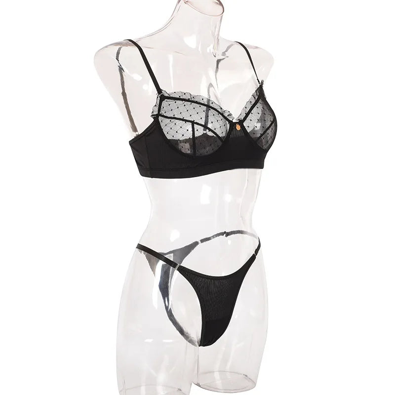 Flounce Sexy Lingerie Lace Transparent Women's Underwear Hot Delicate Erotic Lingerie Set Porn Exotic Sets Sexiest Outfit