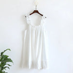 2026 New Women's Summer Cotton Yarn, Pure Cotton Suspender Sleepwear Loose Medium to Long Sweet and Cute Long Skirt Home Wear