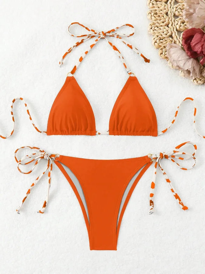 2026 String Triangle Bikini Women Sexy Swimwear Female Halter Swimsuit Solid Bathers Bathing Swimming Swim Suit Beachwear