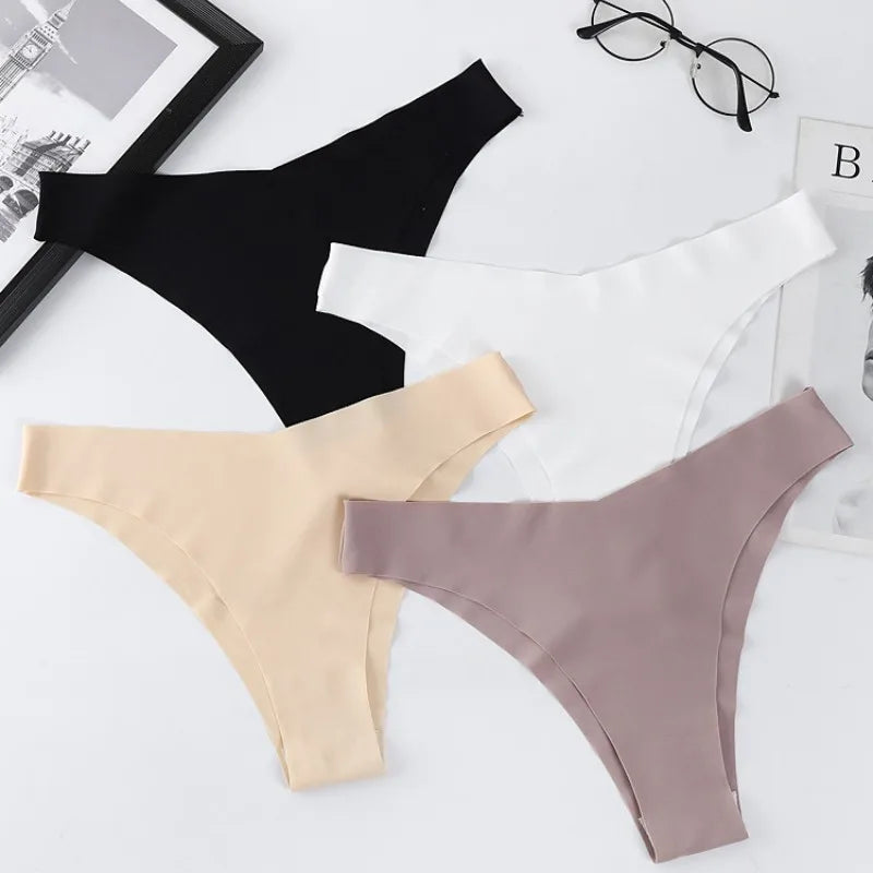 1Pc Ice Silk Panties Women Seamless Underwear Low V-Waist Briefs Breathable Quick-Drying Sports Brazilian Panties Underwear
