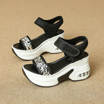 Sequin Chunky Wedges Sandals Women Plus Size 42 High Heel Platform Sandles Woman Comfy Thick Bottom Heighten Gladiator Sandalias