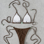 XS - L Halter High Leg Cut Strappy Bikini Female Swimsuit Women Swimwear Two-Pieces Bikini Set Bather Bathing Suit Swim V7004