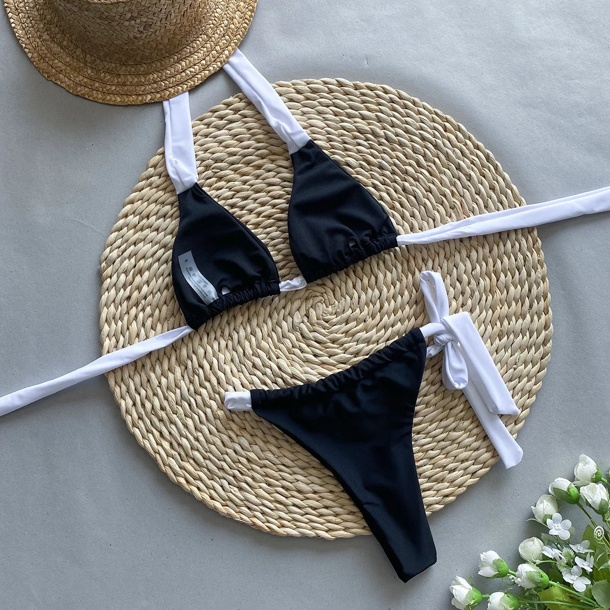 DEKA Brazilian Patchwork Black Bikini Women Swimsuit Halter Female Swimwear Micro Bikini Set Biquini Swimming Suit Beachwear
